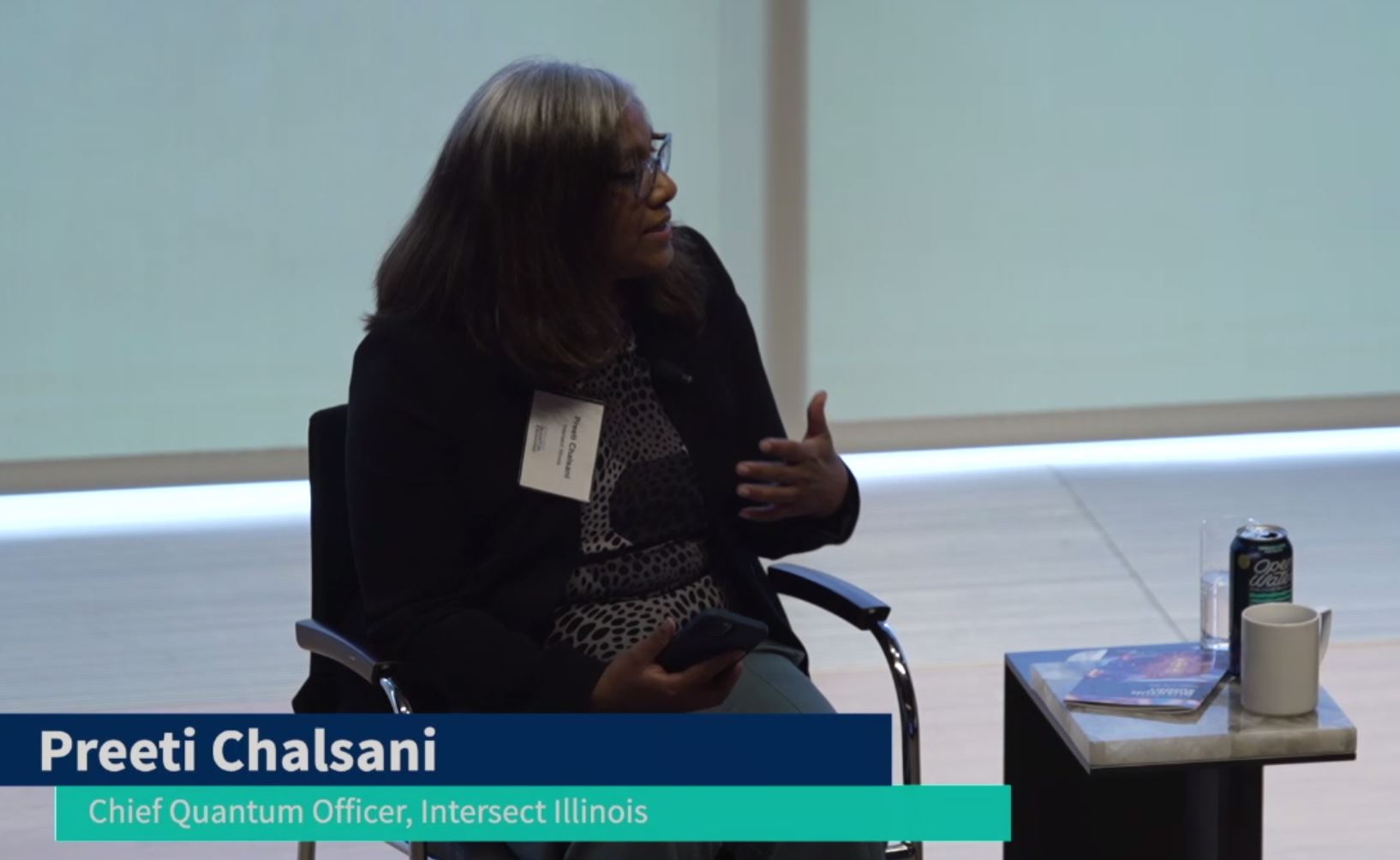Intersect Illinois Chief Quantum Officer Preeti Chalsani in conversation with IBM’s Katie Pizzolato at the Chicago Quantum Summit 2024.